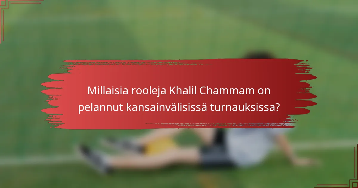 Millaisia rooleja Khalil Chammam on pelannut kansainvälisissä turnauksissa?