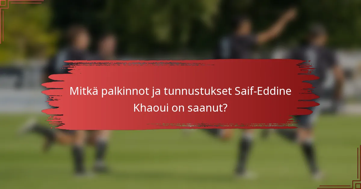 Mitkä palkinnot ja tunnustukset Saif-Eddine Khaoui on saanut?